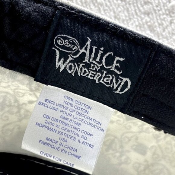 Disney Alice In Wonderland Cream Black All Over Print Hat - Picture 2 of 11